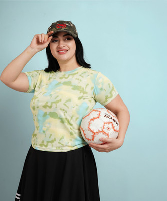 FARBOT Printed Women Round Neck Light Green T-Shirt