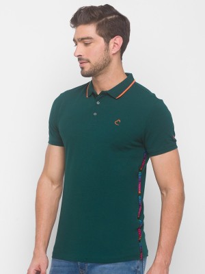 BEING HUMAN Solid Men Polo Neck Green T-Shirt