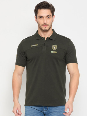 DUKE Solid Men Polo Neck Green T-Shirt