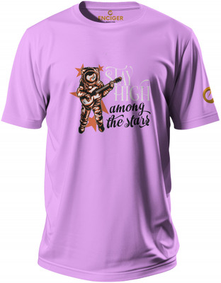 Enciger Printed Men Round Neck Pink T-Shirt