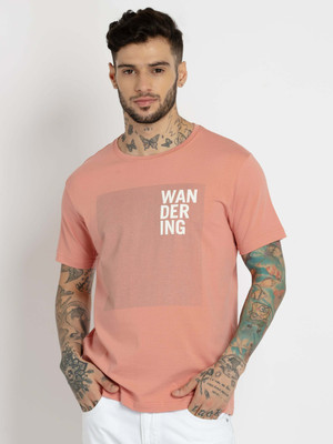 Status Quo Solid Men Round Neck Pink T-Shirt