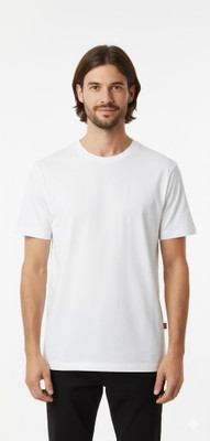 Zoyaash Solid Men Round Neck White T-Shirt