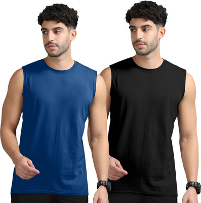 JB Jangoboy Solid Men Round Neck Dark Blue, Black T-Shirt