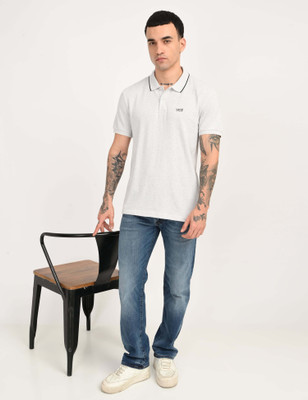 LEVI'S Printed Men Polo Neck Grey T-Shirt
