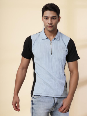 RIGO Colorblock Men Polo Neck Blue T-Shirt