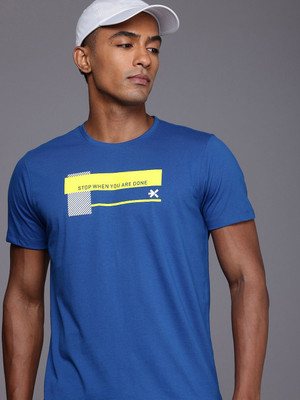 HRX by Hrithik Roshan Printed Men Round Neck Blue T-Shirt