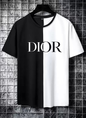 FASHNET FASHION Printed Men Round Neck Black, White T-Shirt