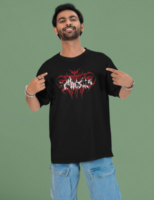wardorbe choice Graphic Print, Geometric Print, Printed Men Round Neck Black T-Shirt