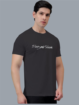 Elegant Sleek Solid Men Round Neck Black T-Shirt
