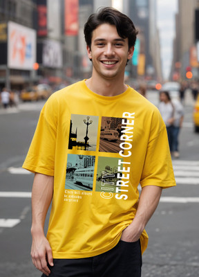 Smartees Printed Men Round Neck Yellow T-Shirt