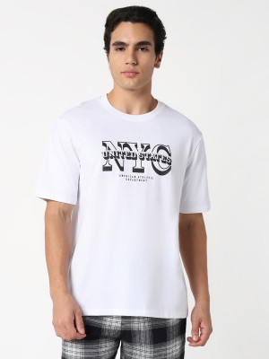 R&B Solid Men Round Neck White T-Shirt