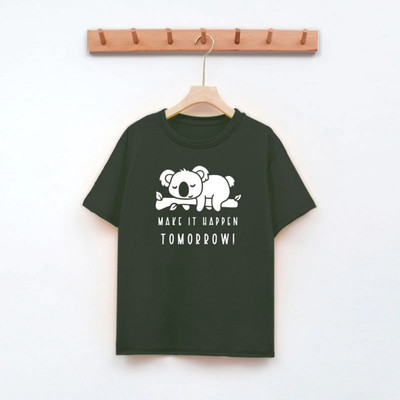 HouseOfCommon Printed Women Round Neck Dark Green T-Shirt