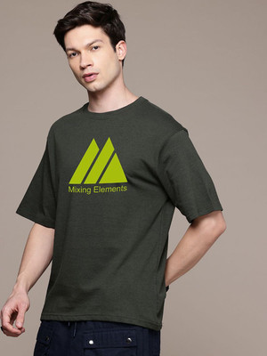 Moda Rapido Graphic Print Men Round Neck Light Green T-Shirt