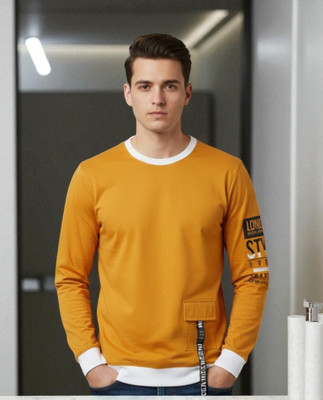 Boldrift Printed Men Round Neck Yellow T-Shirt