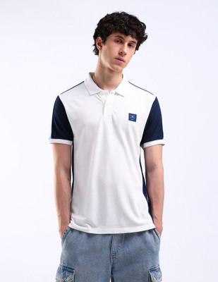 FLYING MACHINE Solid Men Polo Neck White T-Shirt