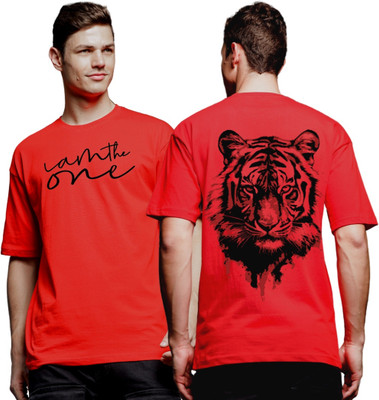ADRO Printed Men Round Neck Red T-Shirt