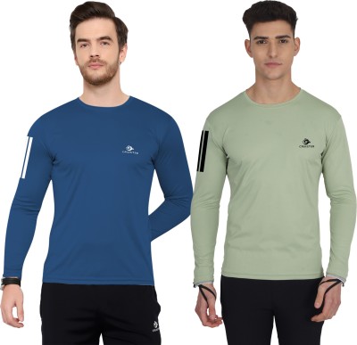 Cruister Sporty Men Round Neck Dark Blue, Light Green T-Shirt