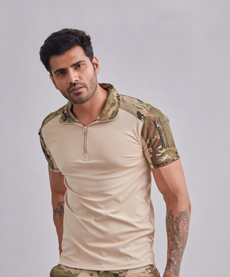 MOUNTMILLER Military Camouflage Men Polo Neck Multicolor T-Shirt
