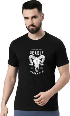 JUGULAR Printed Men Round Neck Black T-Shirt