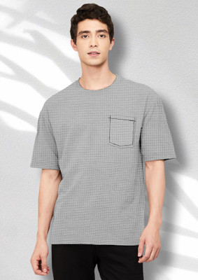 FTX Self Design Men Round Neck Grey T-Shirt