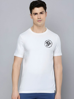 Moda Rapido Self Design Men Round Neck White T-Shirt