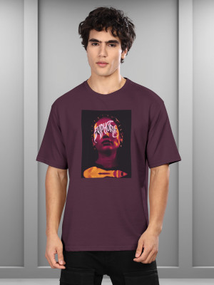 Bullmer Graphic Print Men Round Neck Maroon T-Shirt