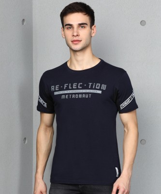 METRONAUT Printed Men Round Neck Dark Blue T-Shirt