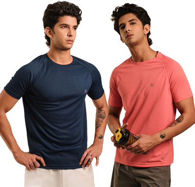 Sirtex Eazy Solid Men Round Neck Blue, Red T-Shirt