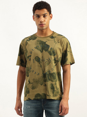 United Colors of Benetton Floral Print Men Round Neck Green T-Shirt