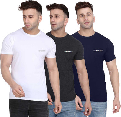 INDIZO Solid Men Round Neck Multicolor T-Shirt