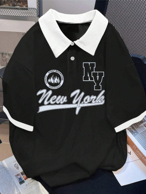 Hackmen Typography Men Polo Neck Beige T-Shirt