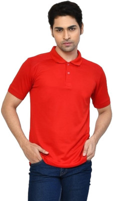altius Solid Men Polo Neck Red T-Shirt