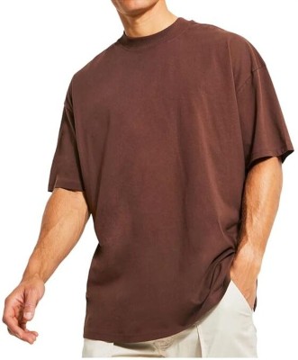 Malana Merino Printed Men Round Neck Brown T-Shirt