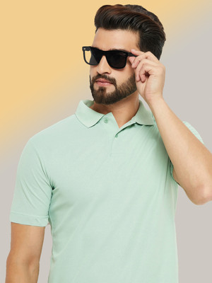 SZN Solid Men Polo Neck Light Green T-Shirt