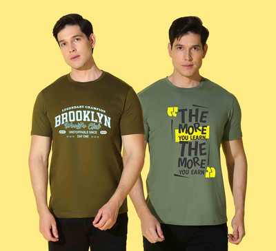 WOOSTRO Printed, Typography Men Round Neck Green T-Shirt