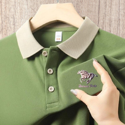 Ekado Fashion Solid Men Polo Neck Green T-Shirt