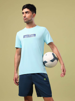 TECHNOSPORT Graphic Print Men Crew Neck Blue T-Shirt