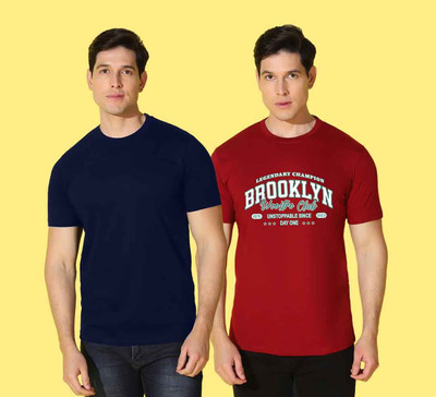 WOOSTRO Graphic Print, Solid Men Round Neck Multicolor T-Shirt