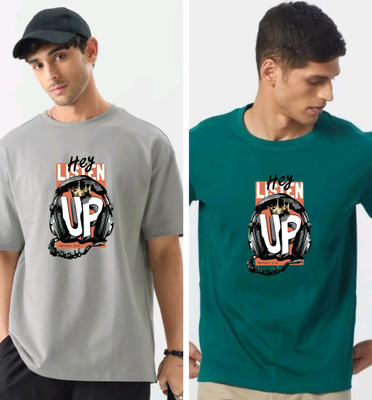 MAHAKAAL CREATION Printed Men Round Neck Silver, Green T-Shirt