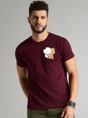 SZN Graphic Print Men Round Neck Maroon T-Shirt