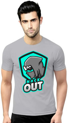 LV CARE Printed Men Round Neck Grey T-Shirt