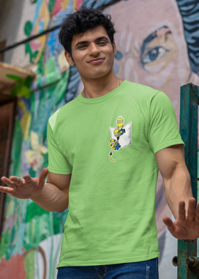 The Trend Tees Graphic Print Men Round Neck Green T-Shirt
