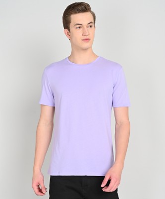 Trendyol Solid Men Round Neck Purple T-Shirt