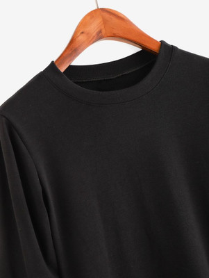 Anany Solid Men Round Neck Black T-Shirt