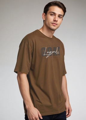 METRONAUT Printed Men Crew Neck Brown T-Shirt