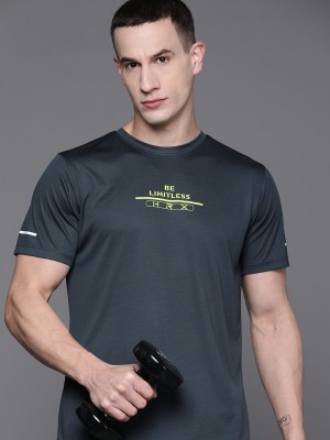 HRX by Hrithik Roshan Typography Men Round Neck Grey T-Shirt