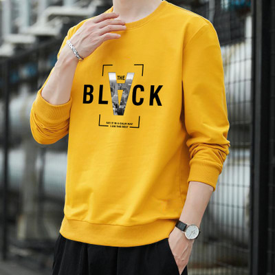 RK CLOTHING Printed, Typography Men Round Neck Yellow T-Shirt