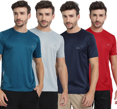 FTX Solid Men Round Neck Multicolor T-Shirt