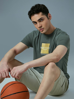 TECHNOSPORT Graphic Print Men Crew Neck Green T-Shirt