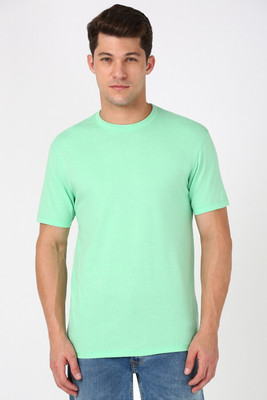 PETER ENGLAND Solid Men Crew Neck Green T-Shirt
